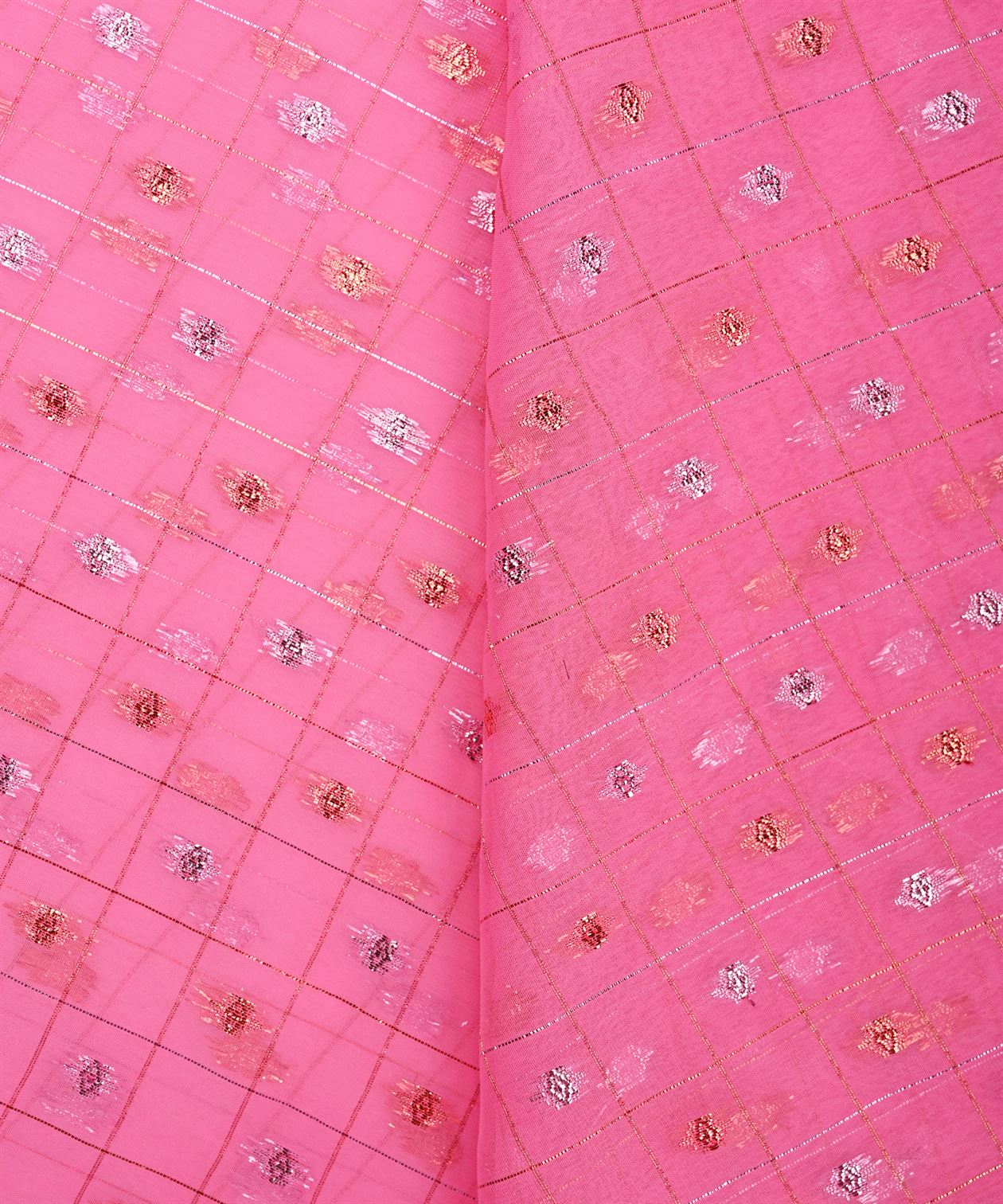 Pink Georgette Fabric with Lining & Butti