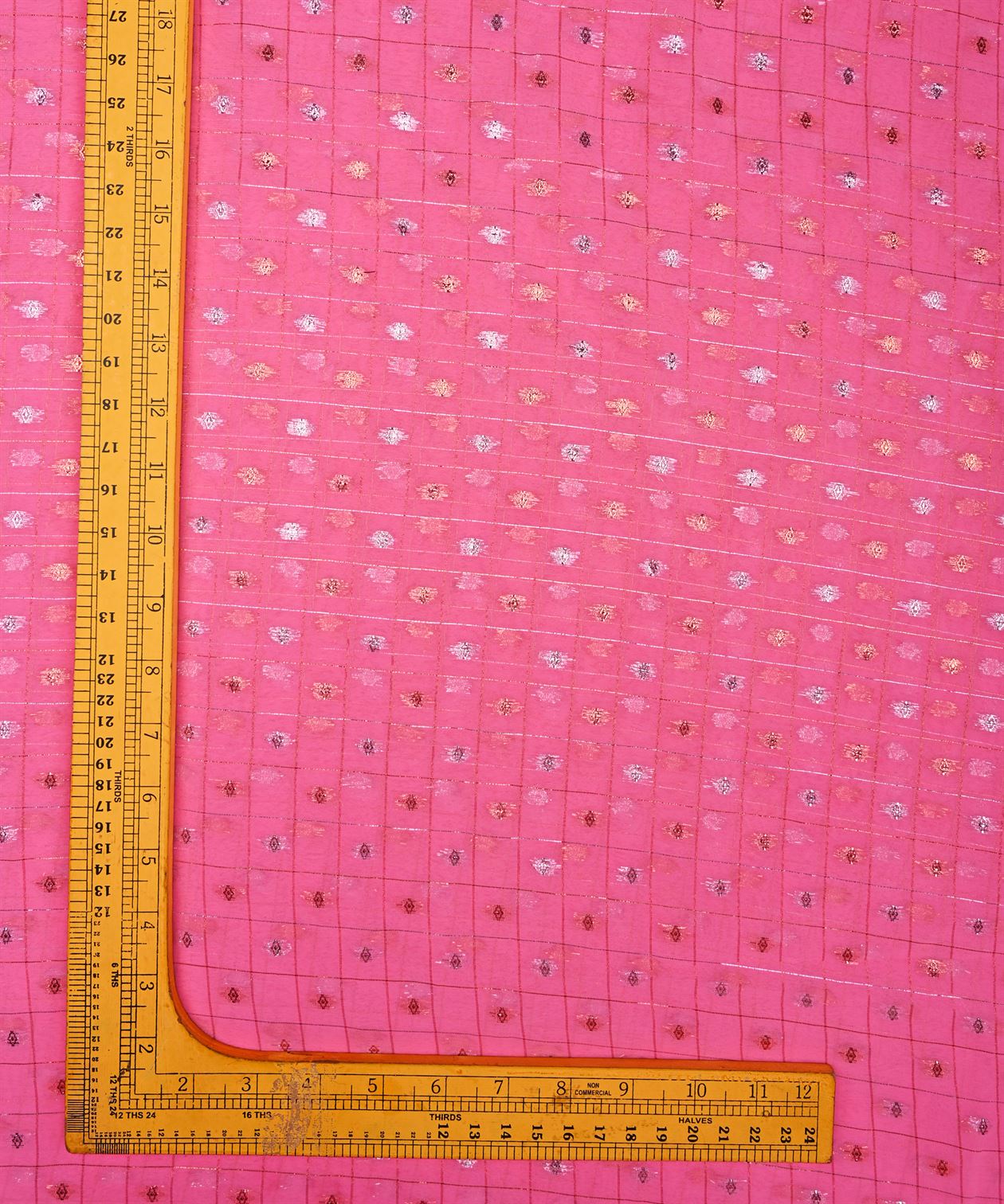 Pink Georgette Fabric with Lining & Butti