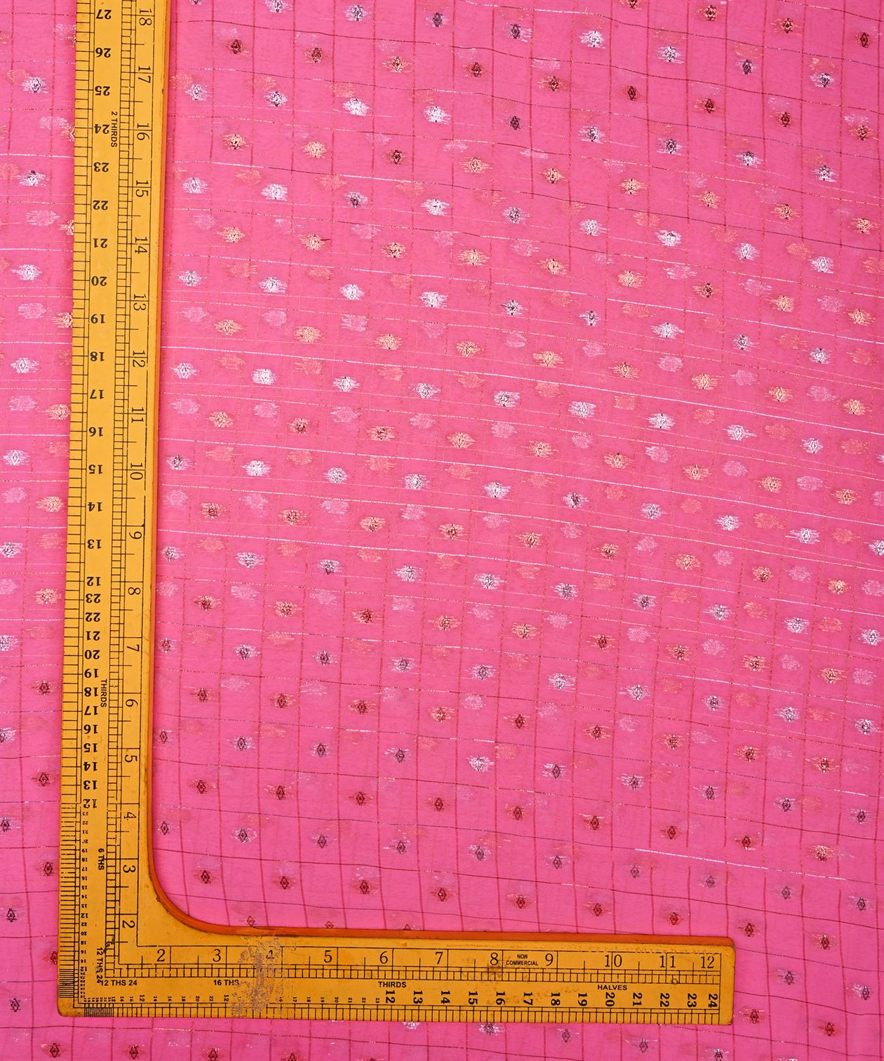 Pink Georgette Fabric with Lining & Butti