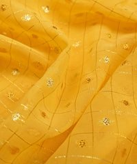 Yellow Georgette Fabric with Lining & Butti
