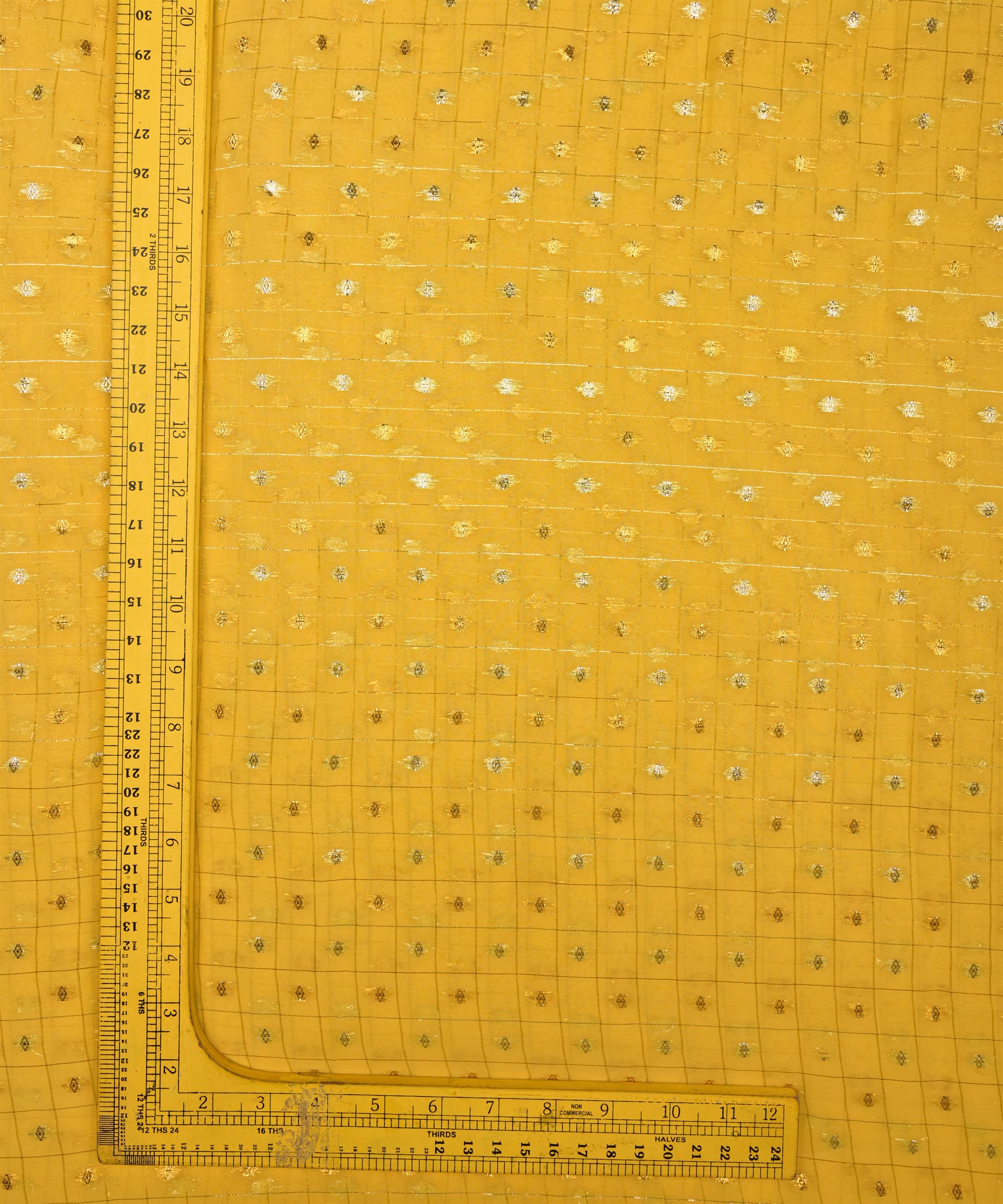 Yellow Georgette Fabric with Lining & Butti