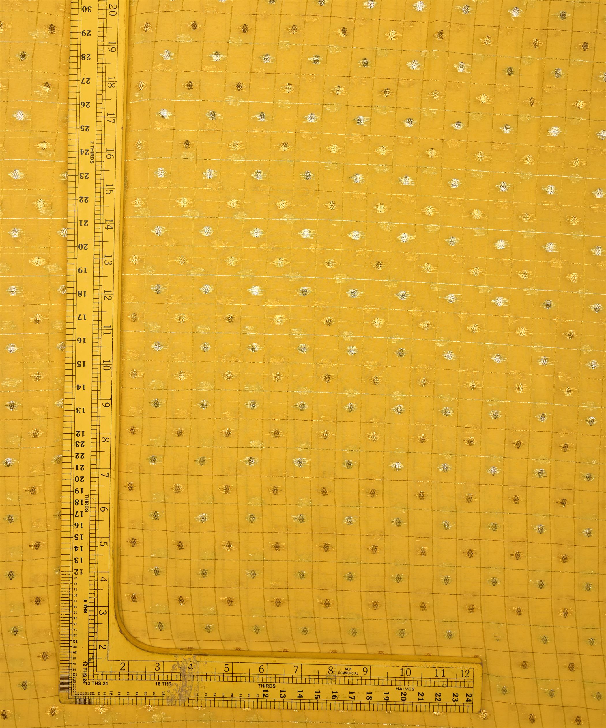 Yellow Georgette Fabric with Lining & Butti