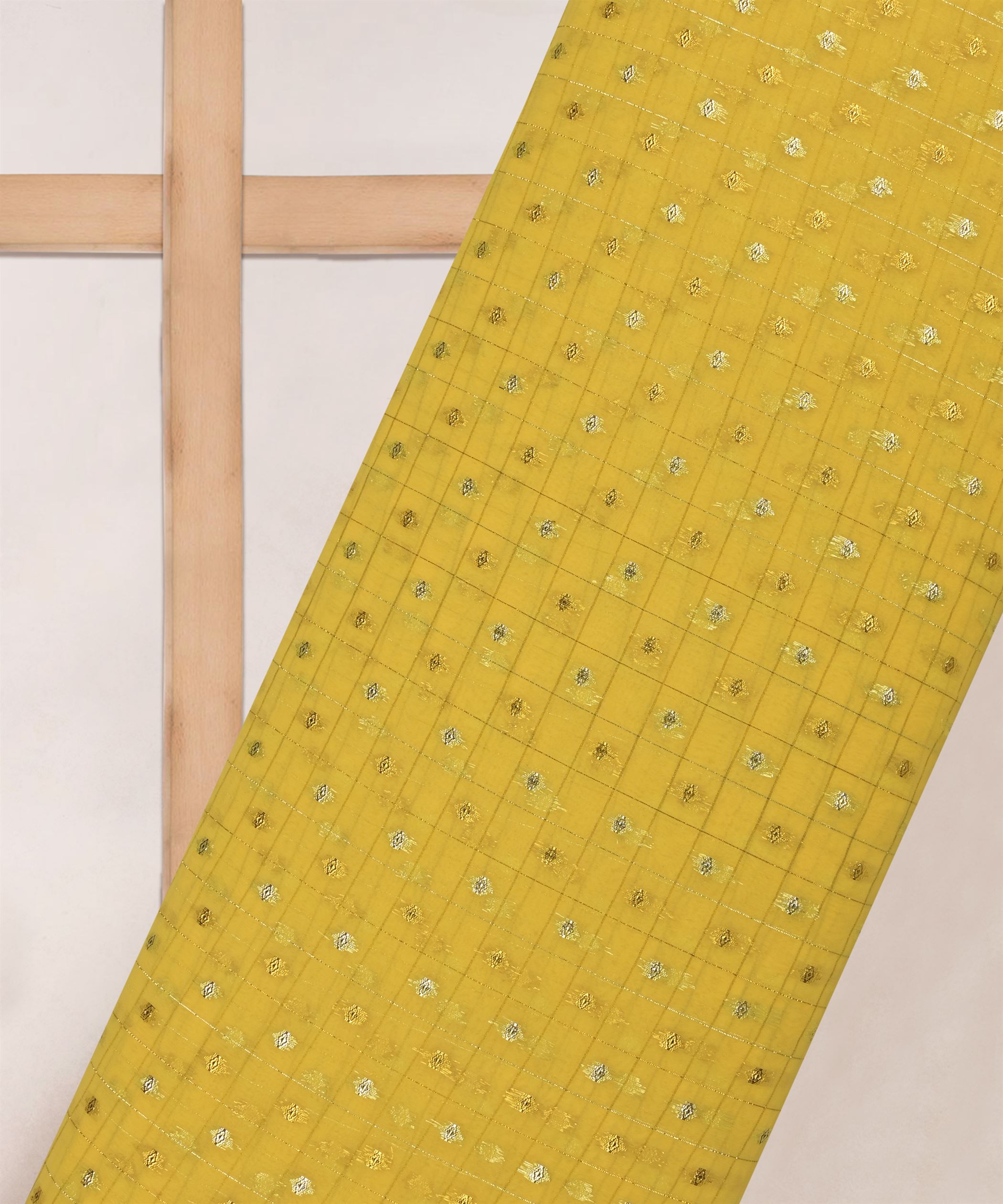 Yellow Georgette Fabric with Lining & Butti