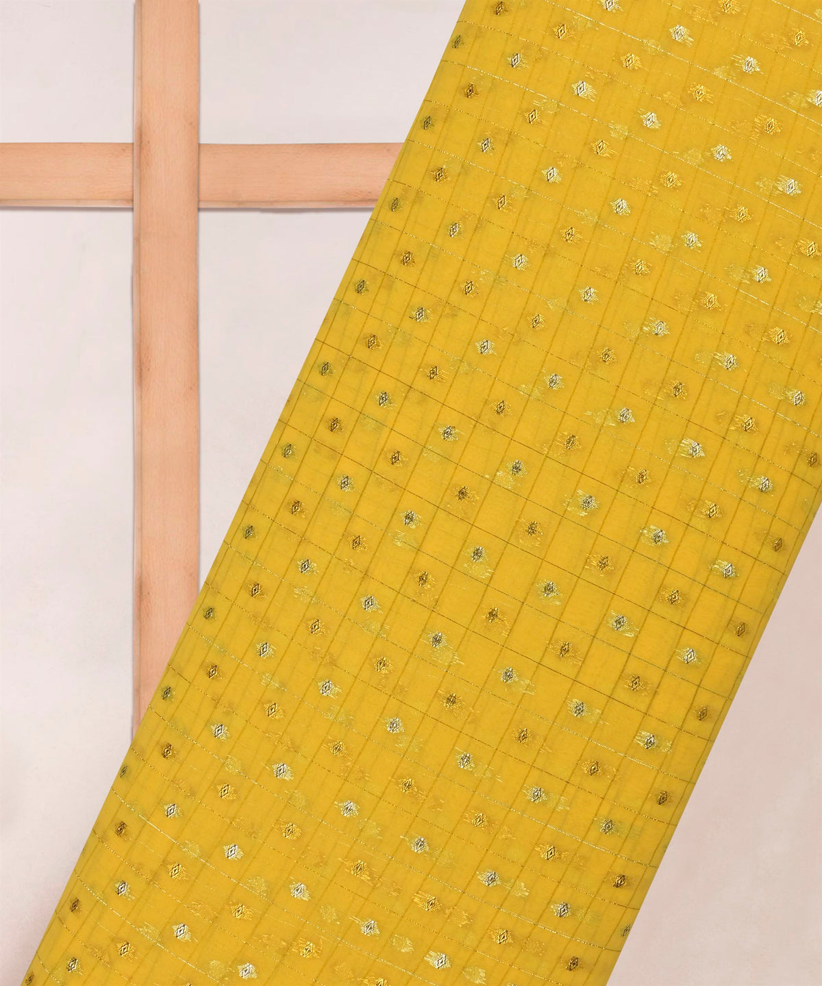 Yellow Georgette Fabric with Lining & Butti