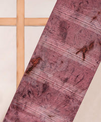 Dusty Pink Georgette Fabric with Satin Stripes and Shibori