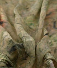 Pista Green Georgette Fabric with Satin Stripes and Shibori