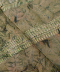 Pista Green Georgette Fabric with Satin Stripes and Shibori