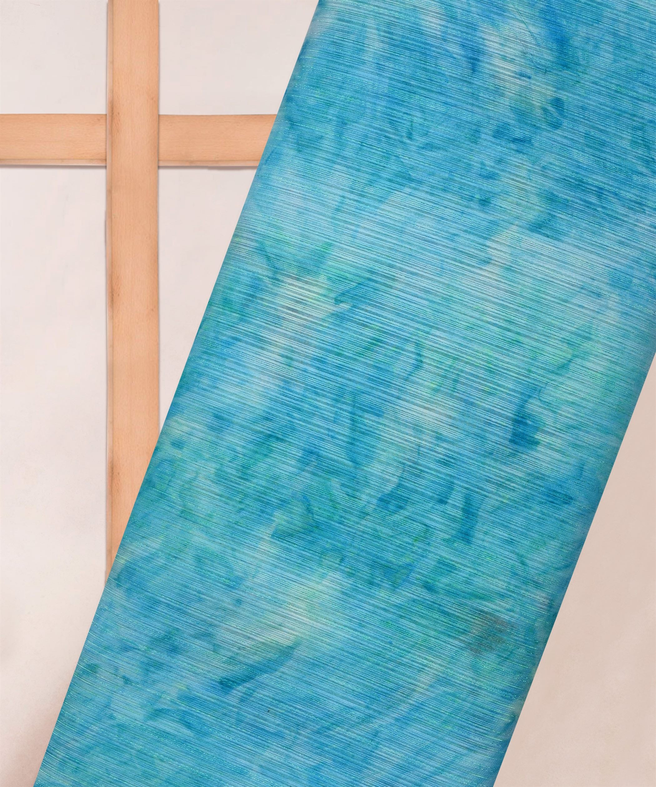Blue Tie and Dye Georgette Fabric with Zari Lining