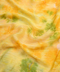 Yellow & Pista Green Tie and Dye Georgette Fabric with Zari Lining