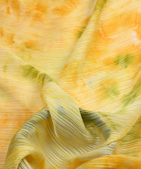 Yellow & Pista Green Tie and Dye Georgette Fabric with Zari Lining