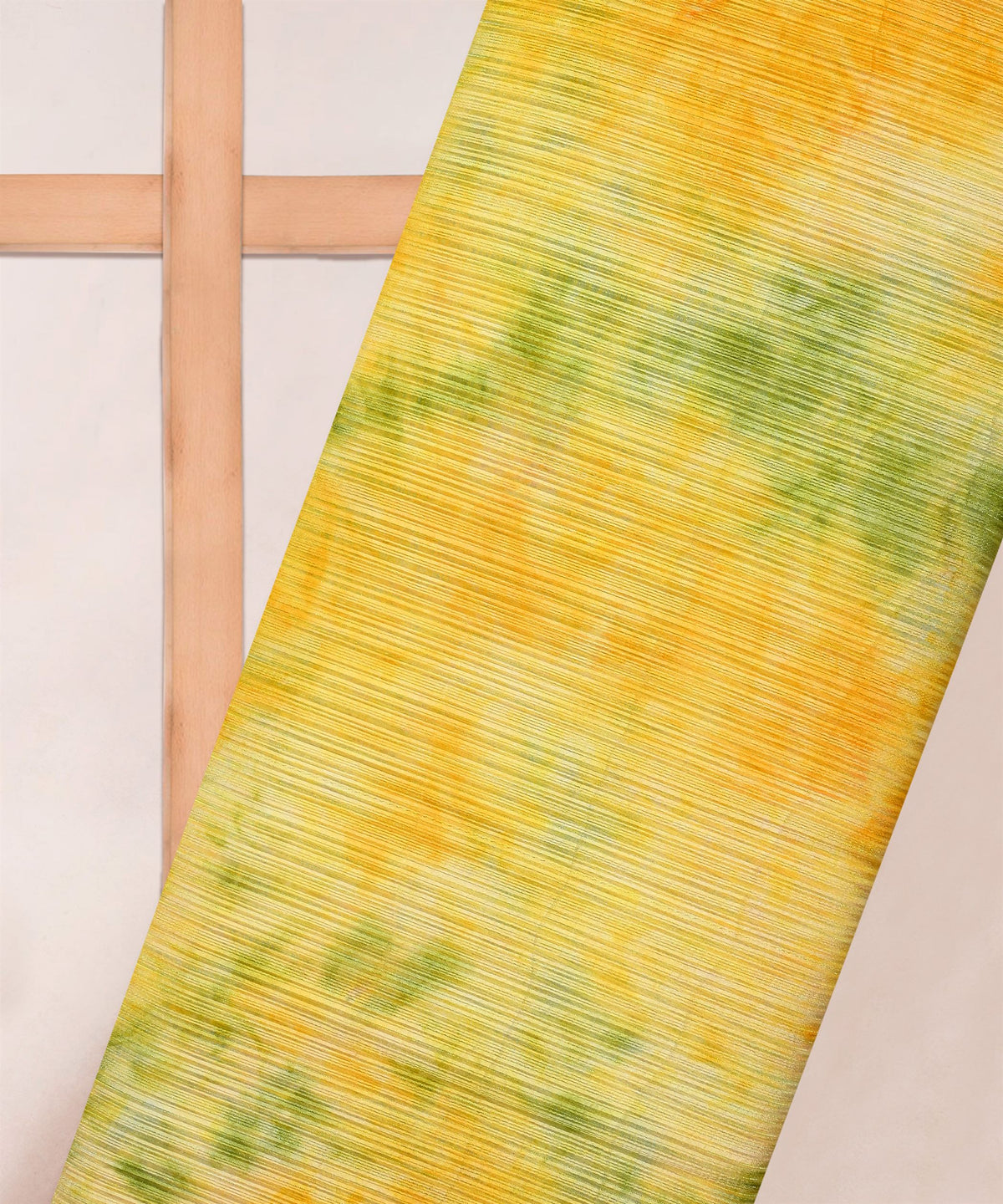 Yellow & Pista Green Tie and Dye Georgette Fabric with Zari Lining