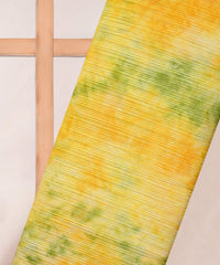Yellow & Pista Green Tie and Dye Georgette Fabric with Zari Lining