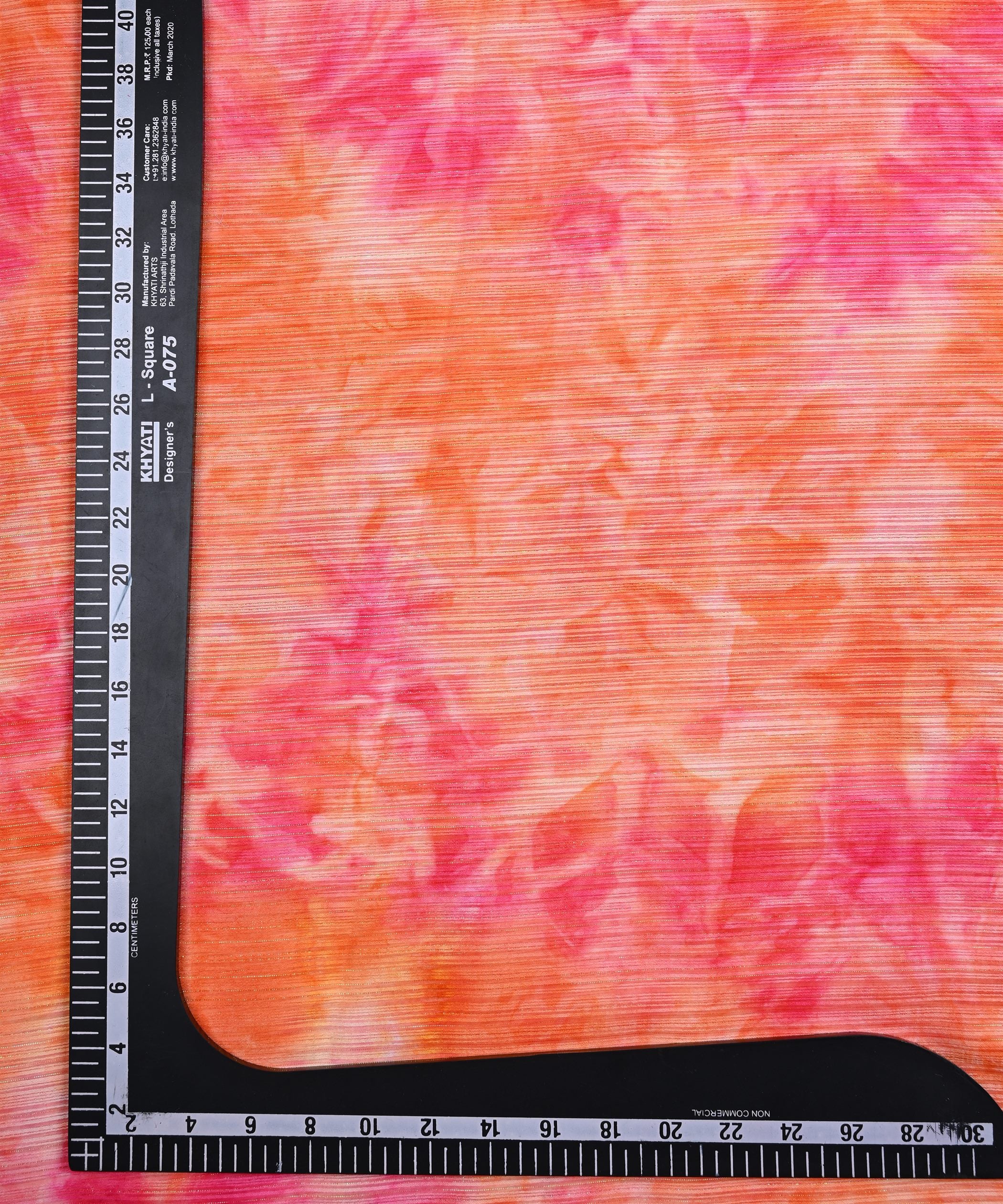 Orange & Gajri Tie and Dye Georgette Fabric with Zari Lining