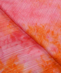 Red & Orange Tie and Dye Georgette Fabric with Zari Lining