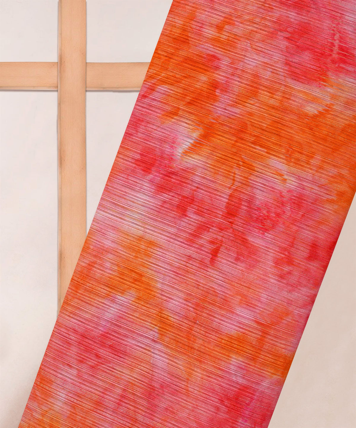 Red & Orange Tie and Dye Georgette Fabric with Zari Lining