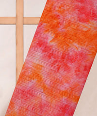 Red & Orange Tie and Dye Georgette Fabric with Zari Lining