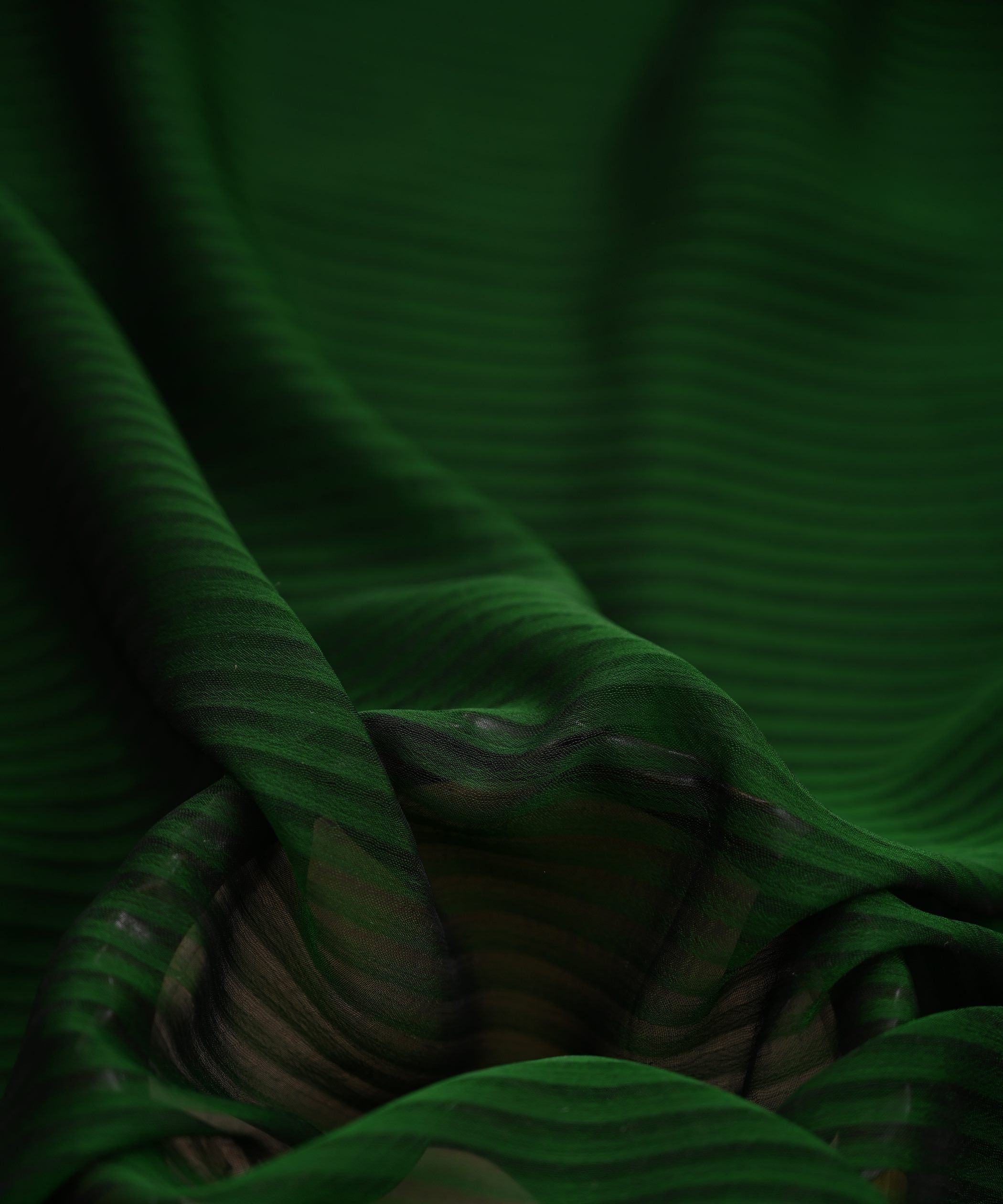 Dark Green Georgette Fabric with All Over Lining