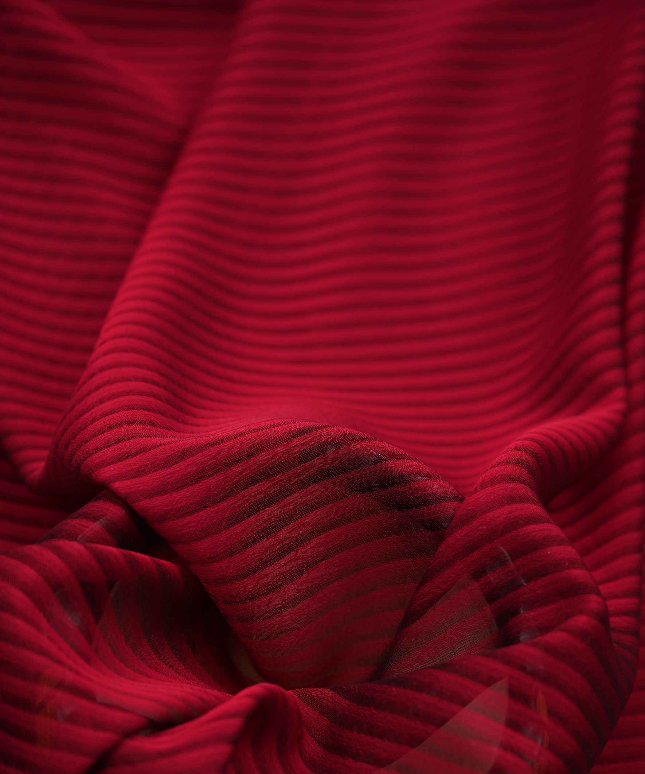 Maroon Georgette Fabric with All Over Lining