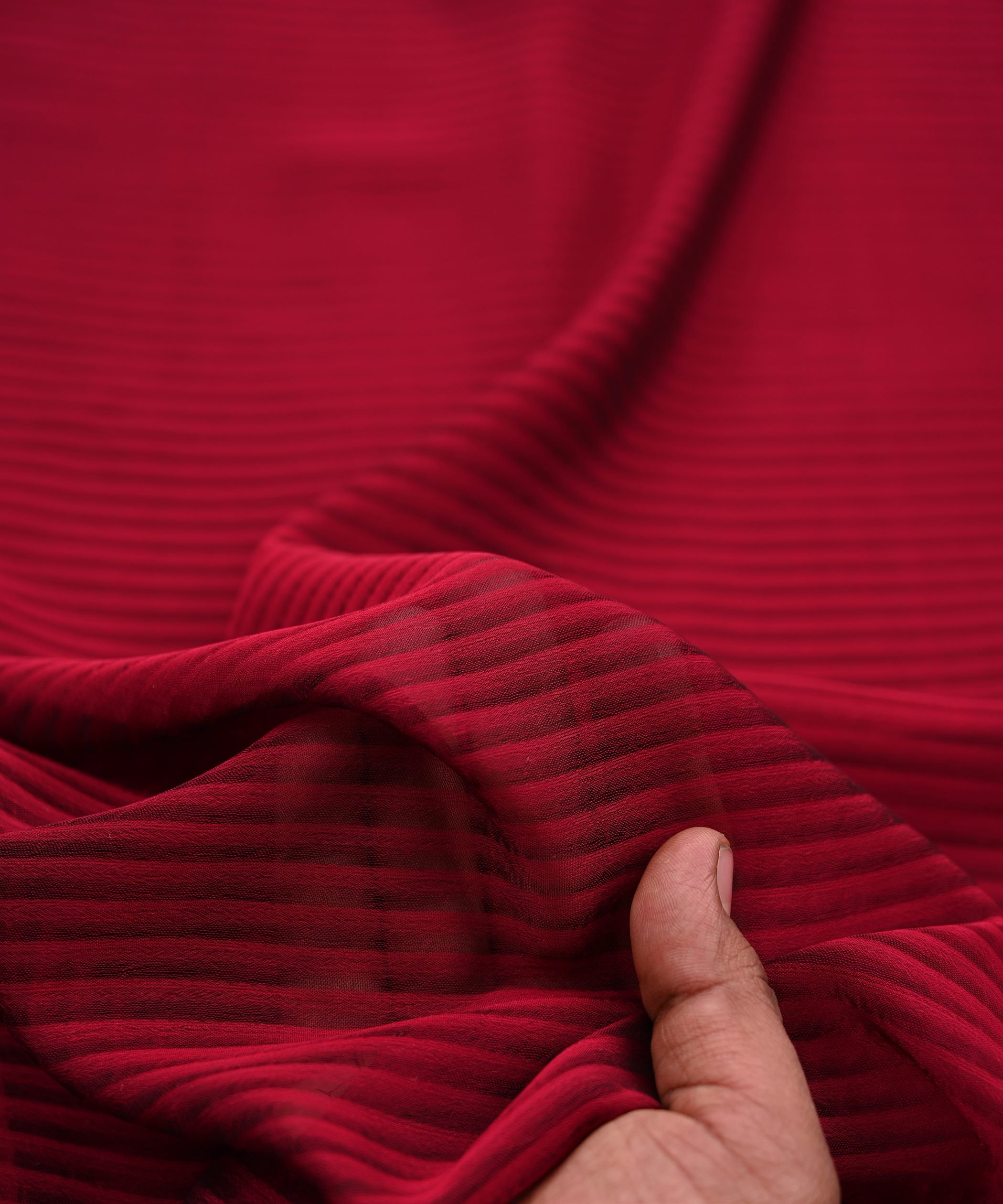 Maroon Georgette Fabric with All Over Lining