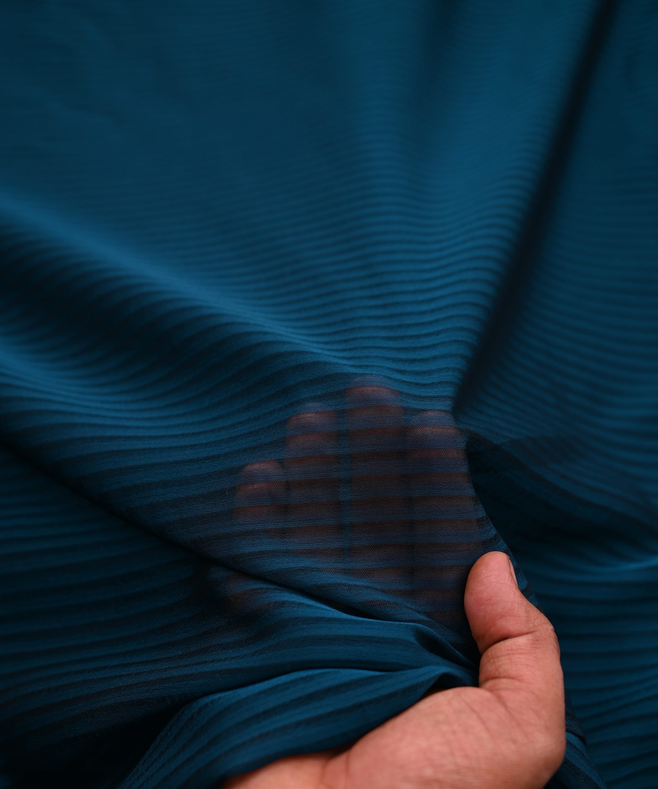 Teal Georgette Fabric with All Over Lining
