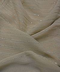 Grey Georgette fabric with embroidery and sequins lining