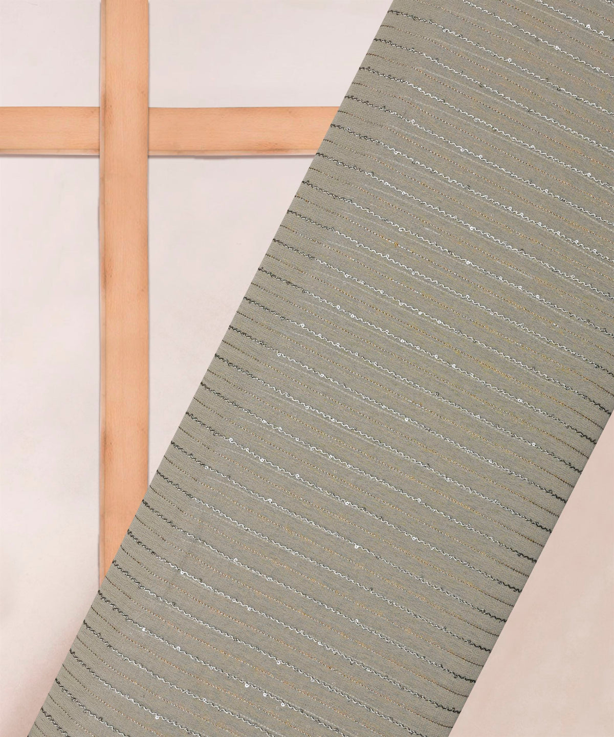 Grey Georgette fabric with embroidery and sequins lining