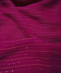 Magenta Georgette fabric with embroidery and sequins lining