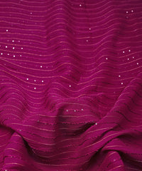 Magenta Georgette fabric with embroidery and sequins lining
