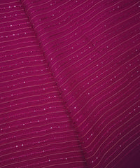 Magenta Georgette fabric with embroidery and sequins lining