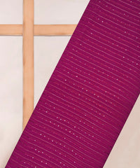 Magenta Georgette fabric with embroidery and sequins lining