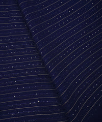 Navy Blue Georgette fabric with embroidery and sequins lining