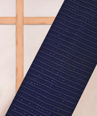 Navy Blue Georgette fabric with embroidery and sequins lining