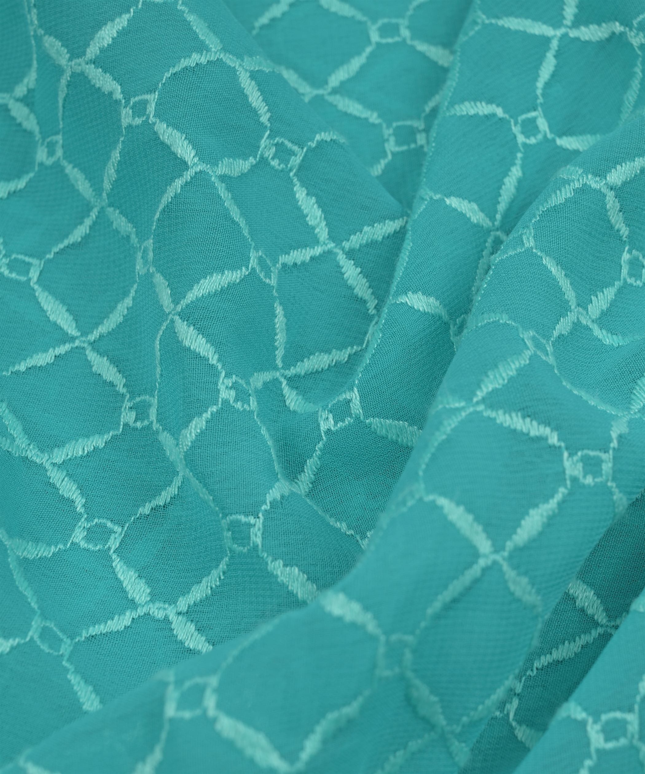 Aquamarine Georgette Fabric with Embroidery