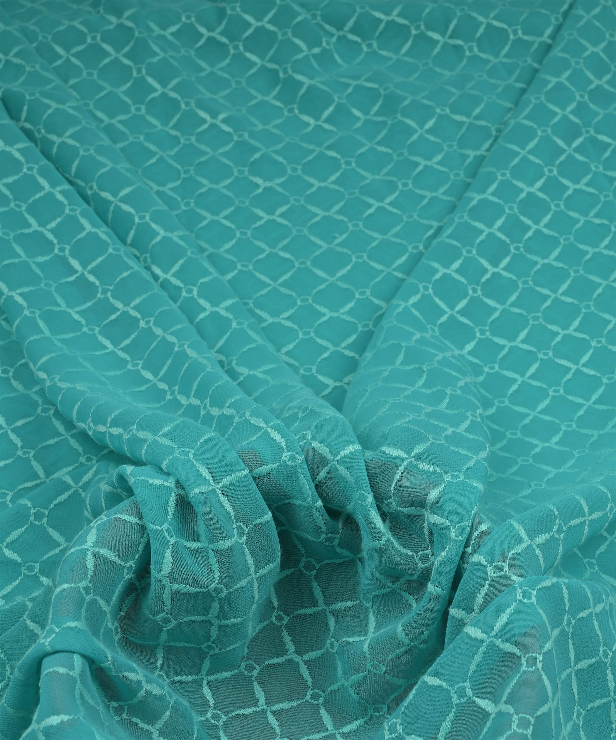Aquamarine Georgette Fabric with Embroidery