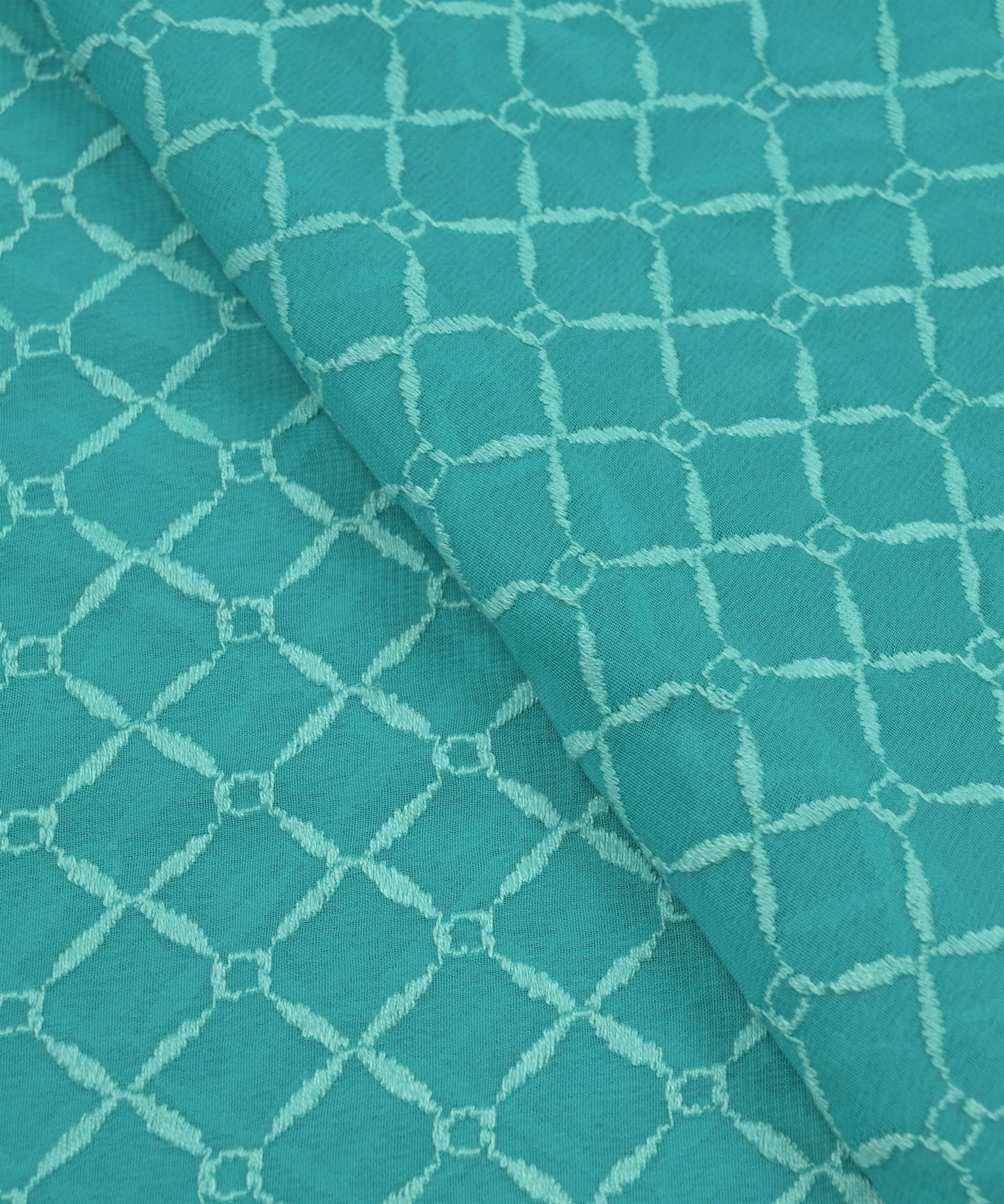 Aquamarine Georgette Fabric with Embroidery