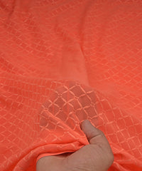Coral Georgette Fabric with Embroidery