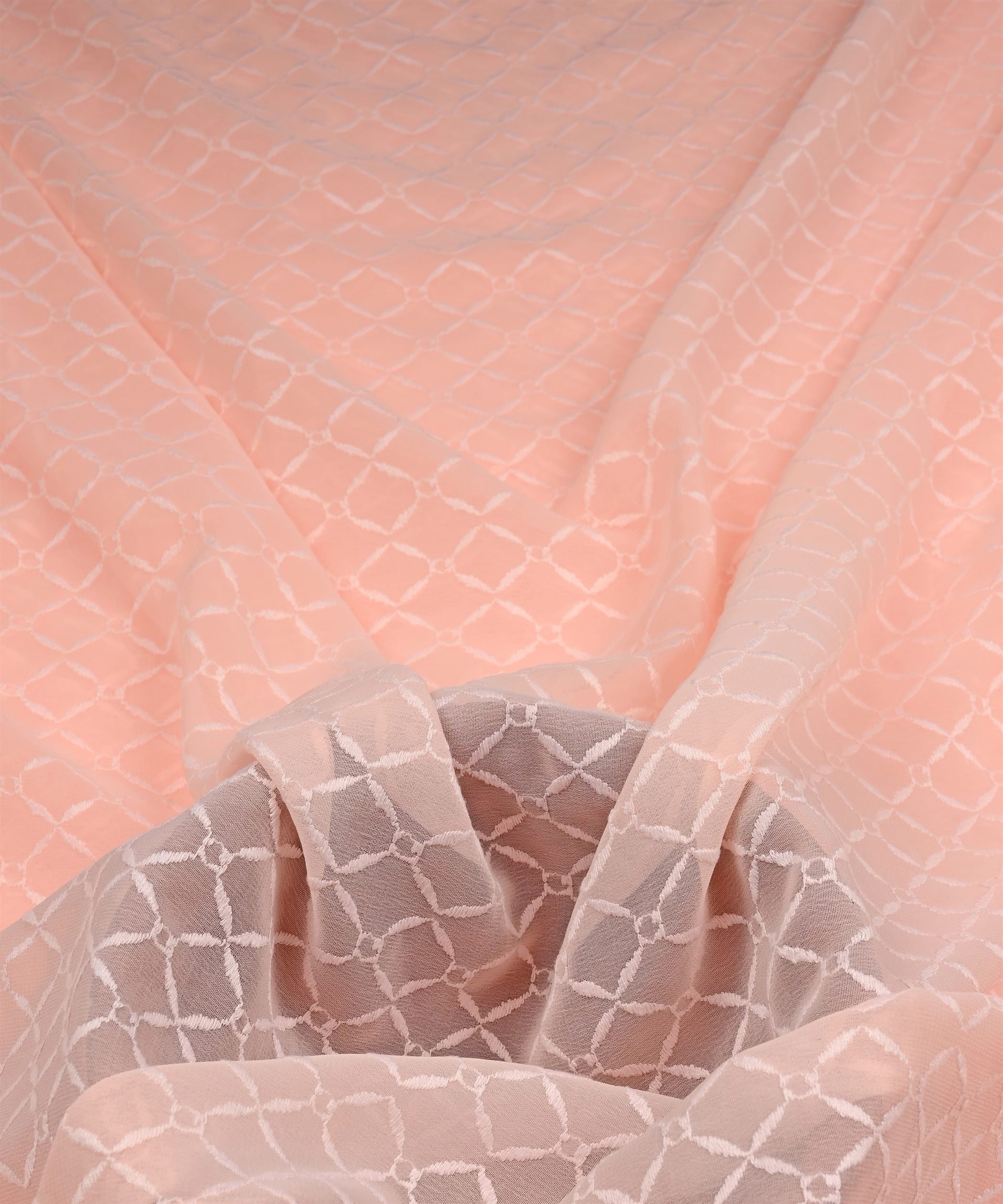 Sand Pink Georgette Fabric with Embroidery