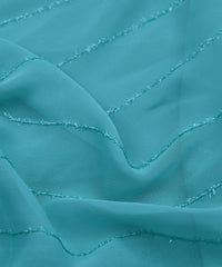 Aqua Blue Georgette Fabric with Fur Lining