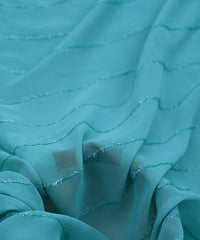 Aqua Blue Georgette Fabric with Fur Lining