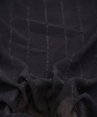 Black Georgette Fabric with Fur Lining