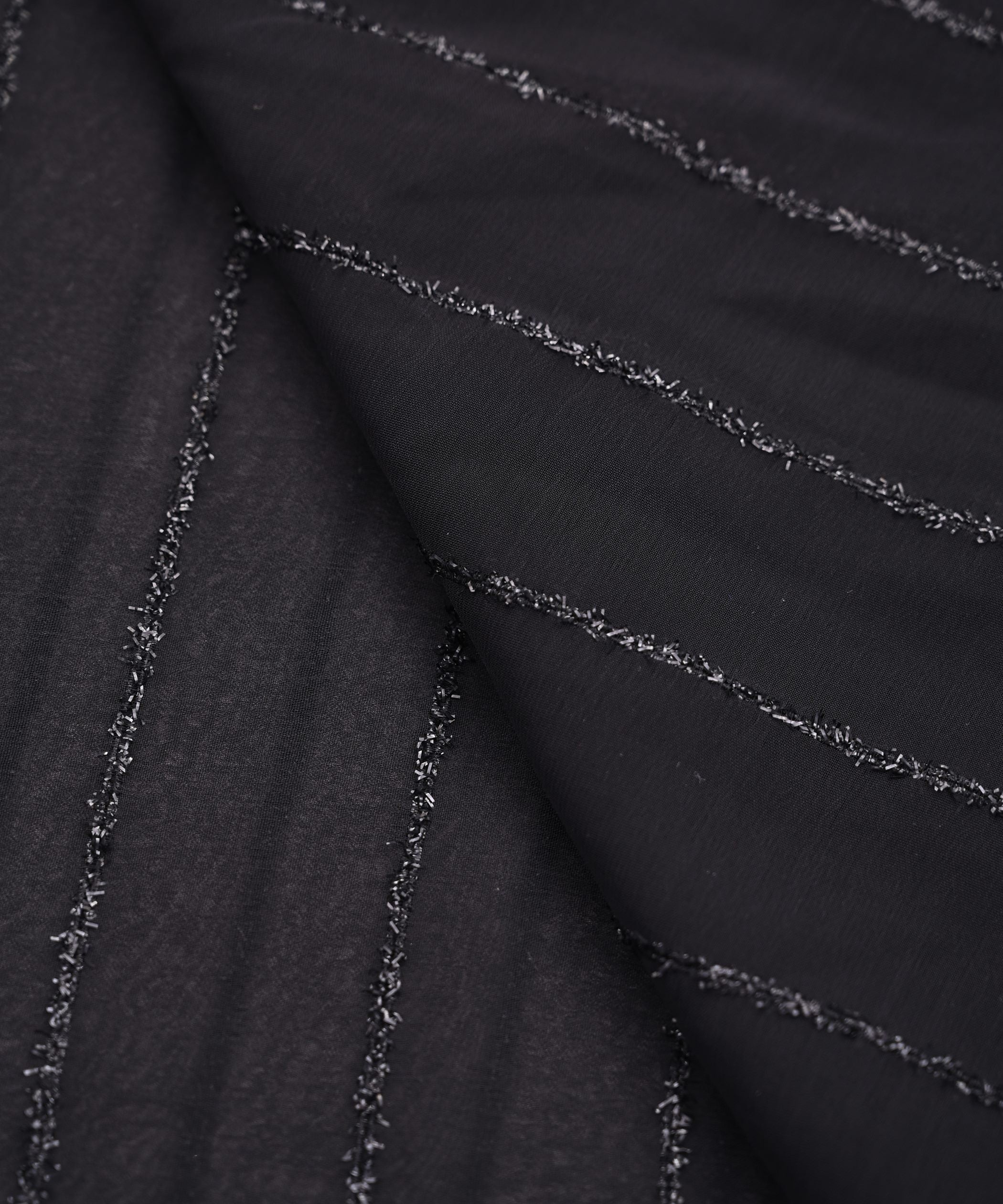 Black Georgette Fabric with Fur Lining