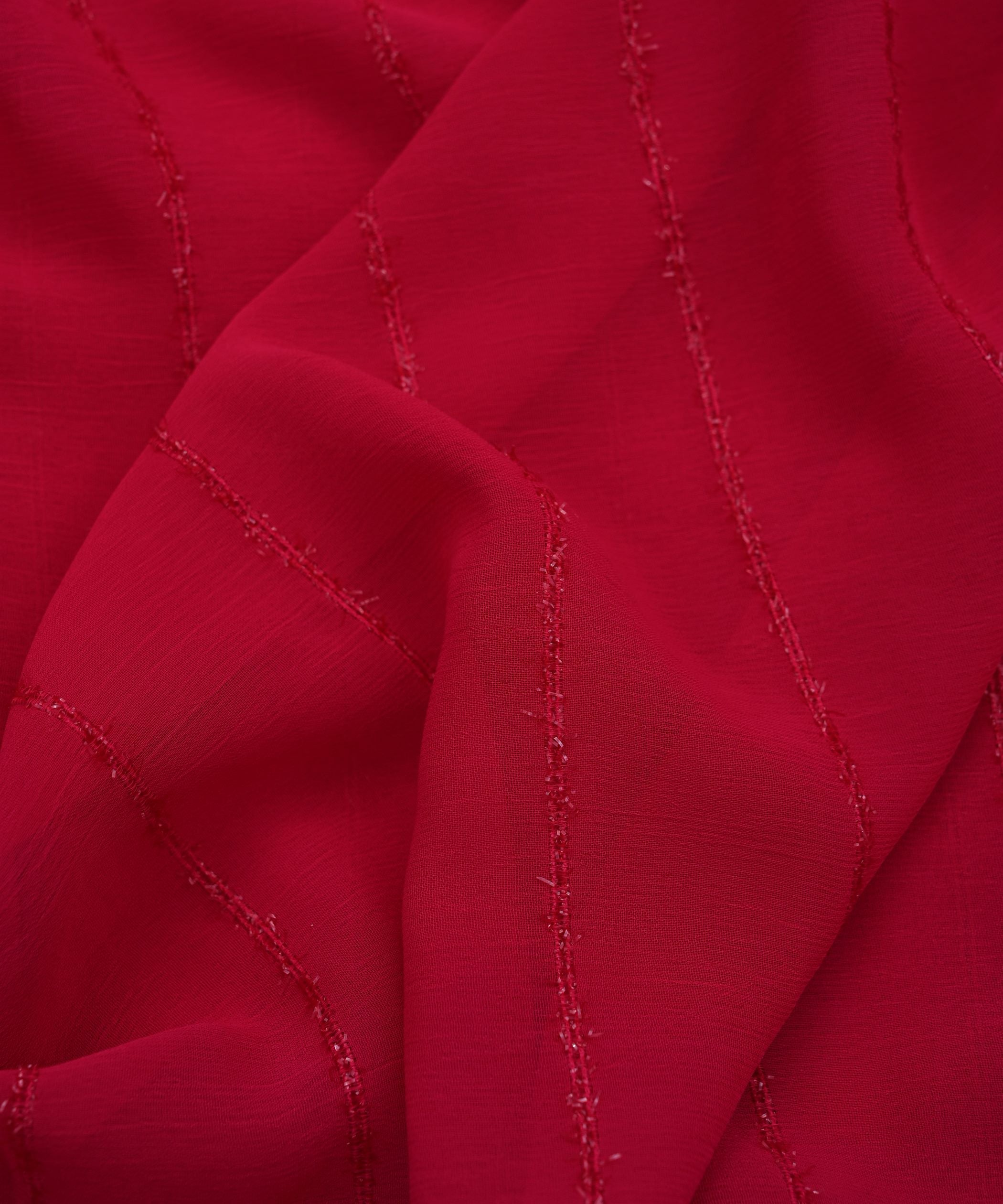 Hot Pink Georgette Fabric with Fur Lining