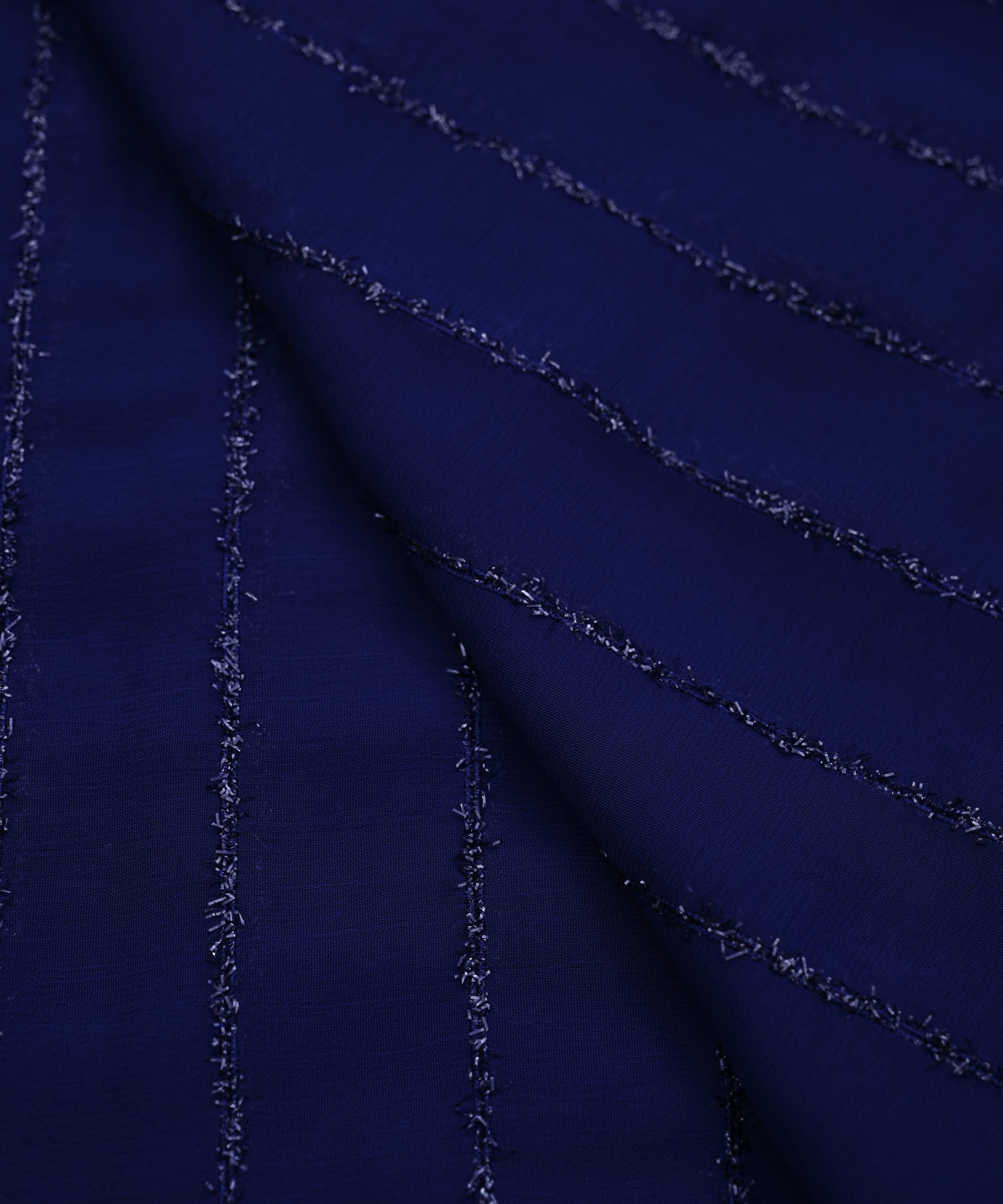 Navy Blue Georgette Fabric with Fur Lining