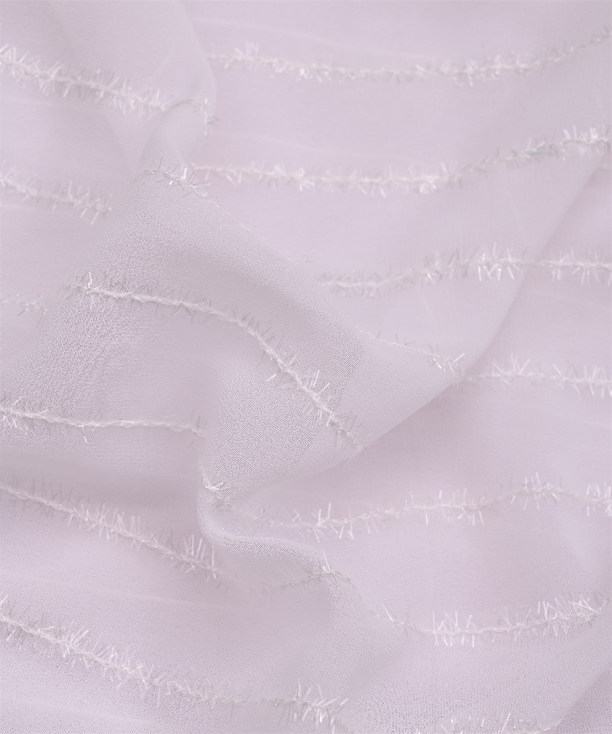 White Georgette Fabric with Fur Lining