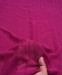 Wine Georgette Fabric with Fur Lining
