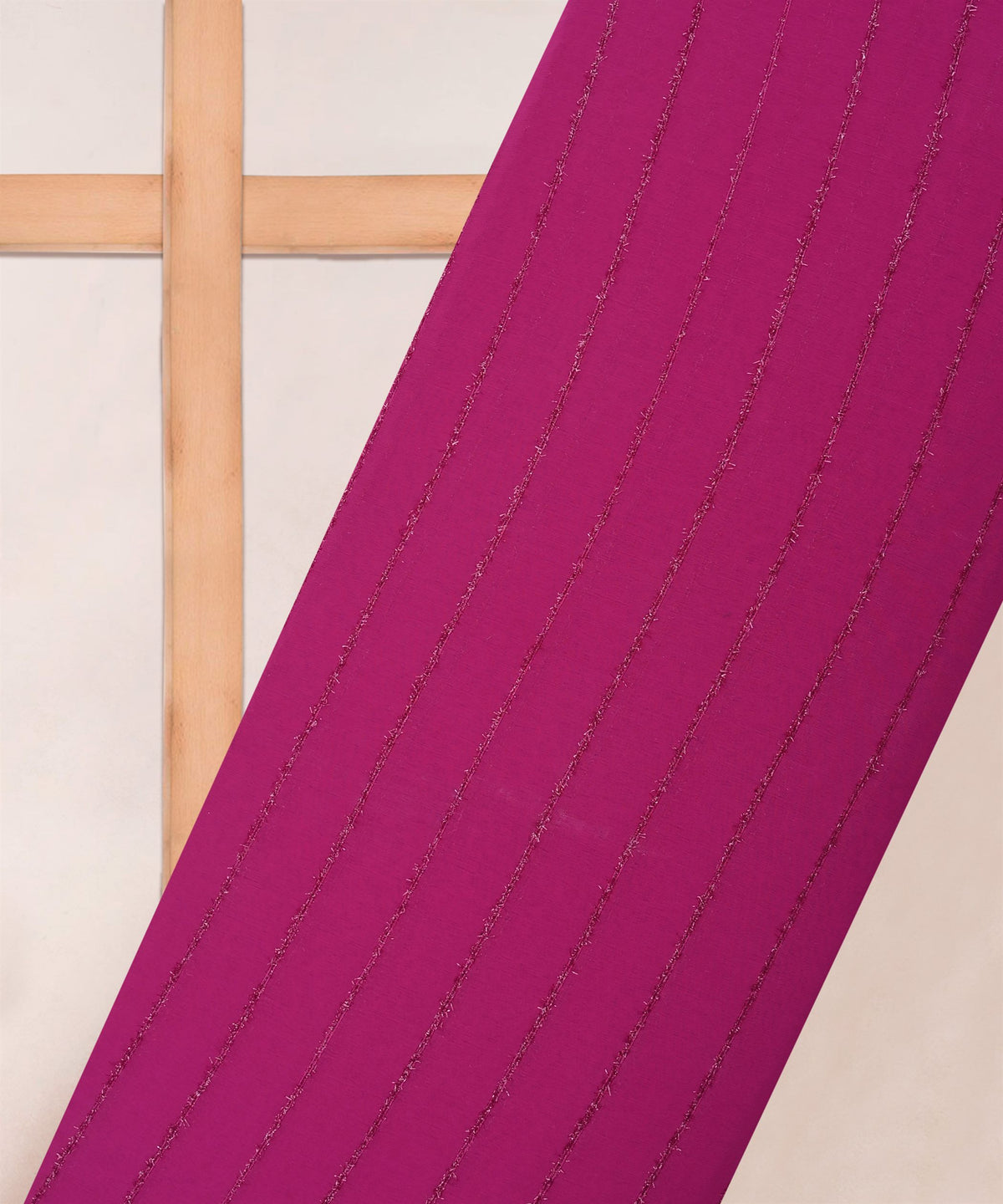 Wine Georgette Fabric with Fur Lining