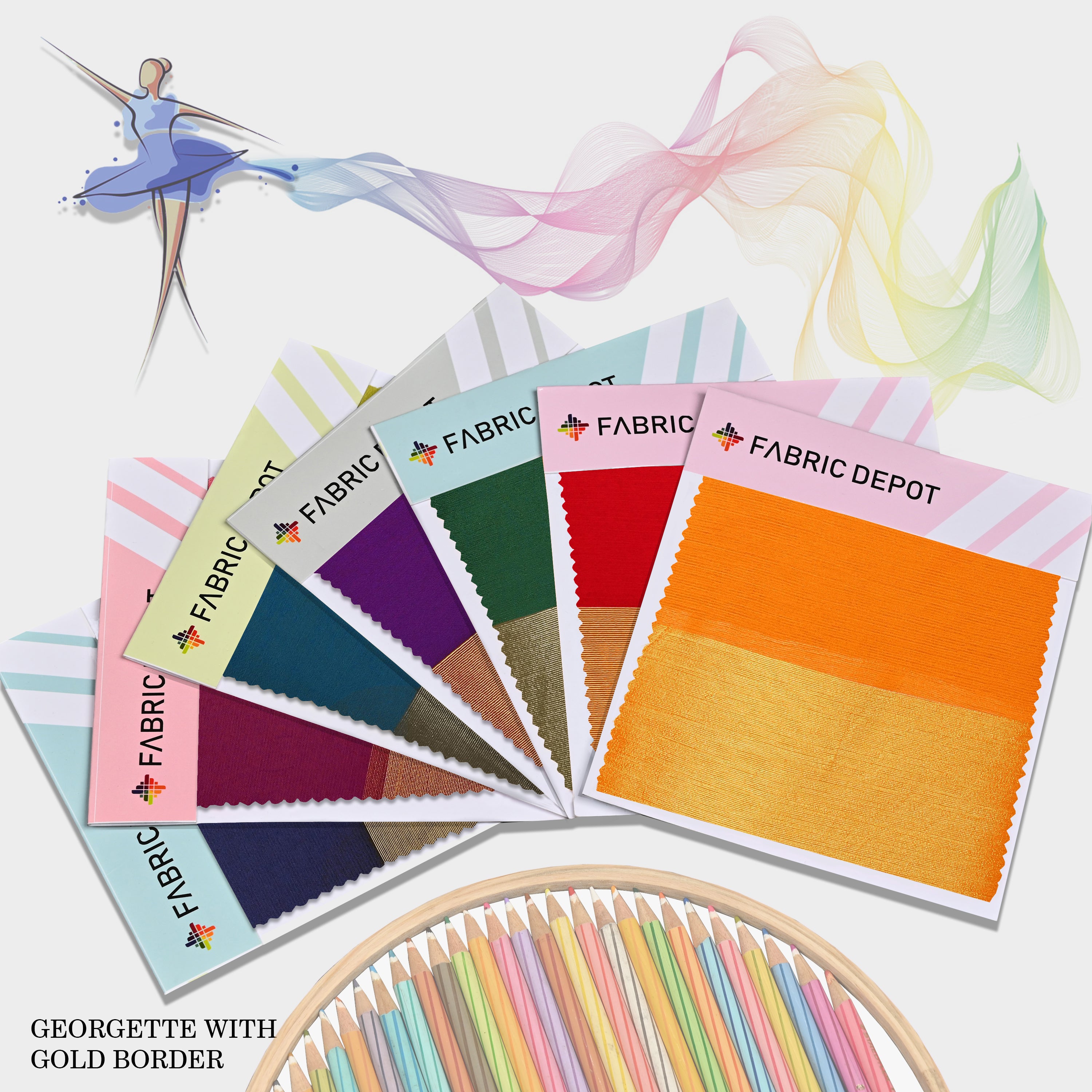 Georgette with Gold Border-Swatch Card