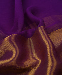 Purple Georgette Fabric with Gold Border