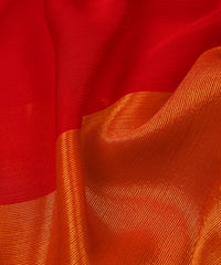 Red Georgette Fabric with Gold Border