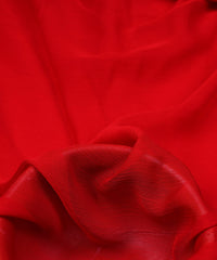 Red Georgette Fabric with Gold Border